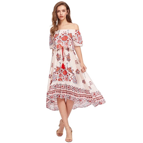 off shoulder elastic dress